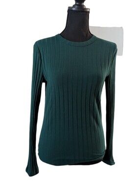 5/$25 Emerald Green Ribbed Crewneck Long Sleeve Top